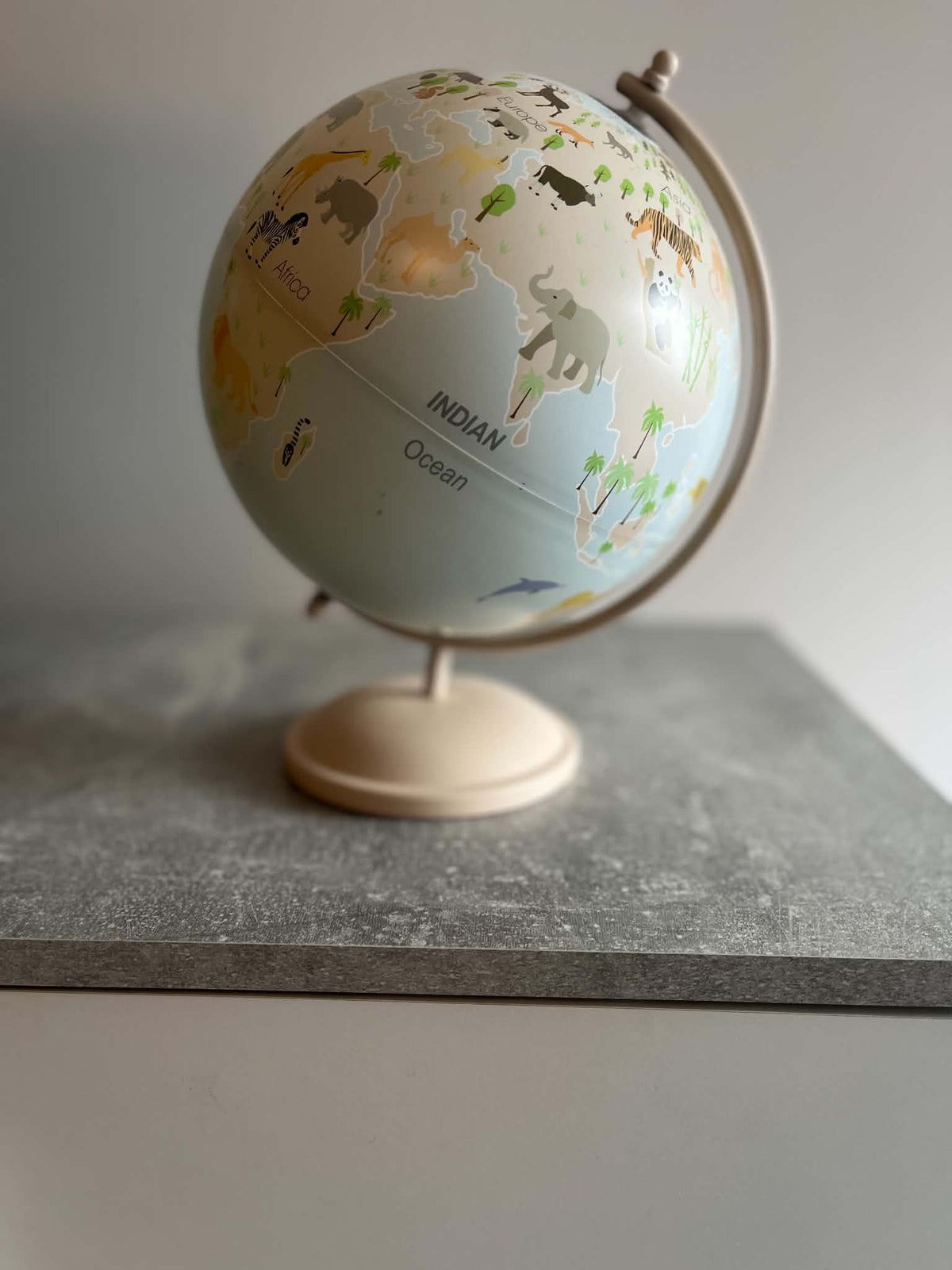 Kids Safari Animal World Globe - Pastel Tabletop Decorative Educational Map