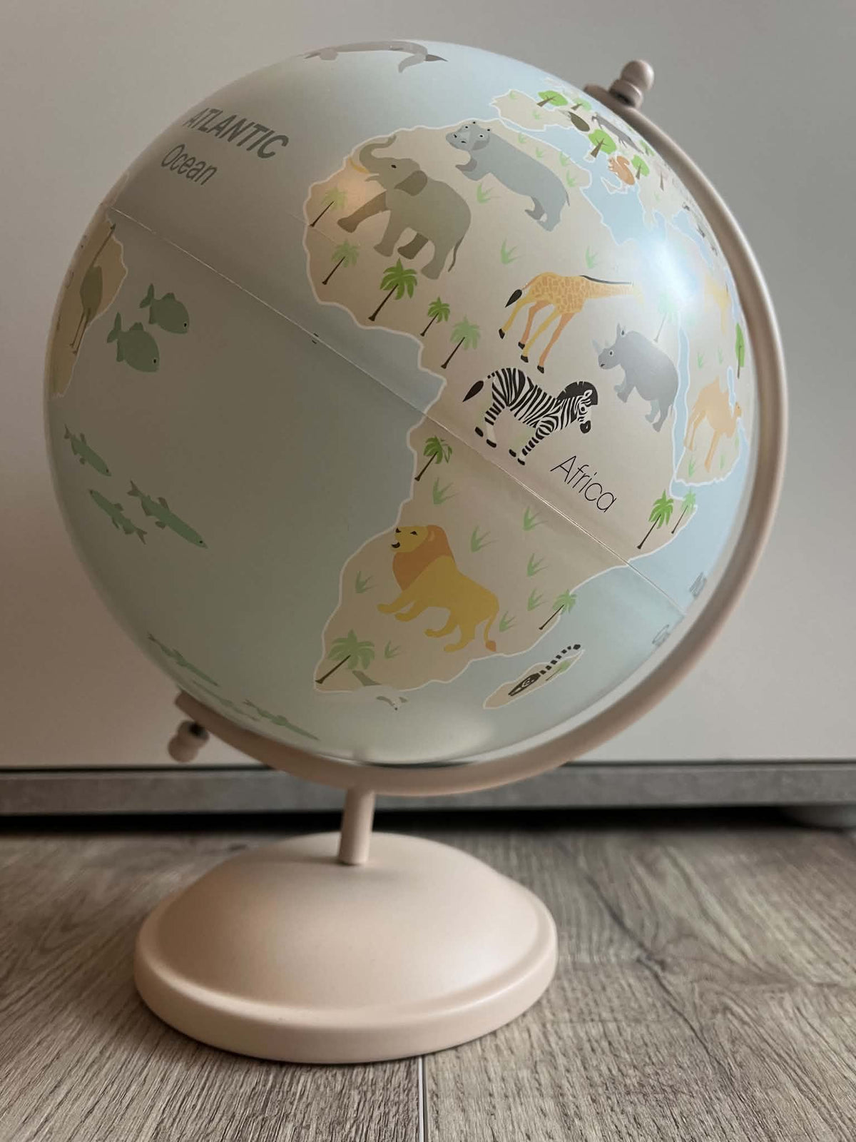 Kids Safari Animal World Globe - Pastel Tabletop Decorative Educational Map