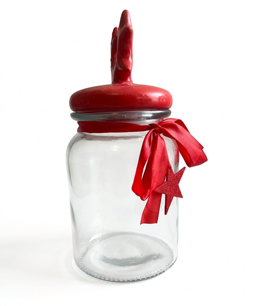 Decorative Christmas Candy & Cookie Container with Satin Ribbon