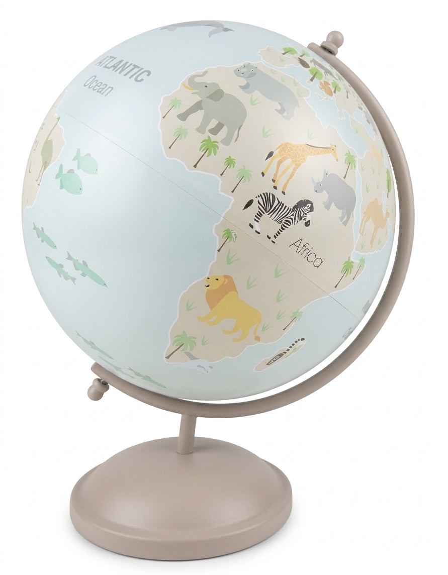 Kids Safari Animal World Globe - Pastel Tabletop Decorative Educational Map
